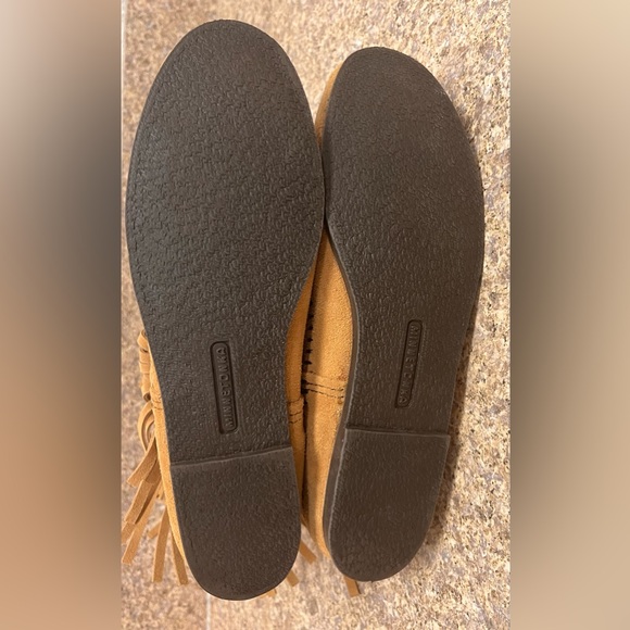 Minnetonka Brown Suede 3 Layer Fringe Boots Moccasins Boho  Sz 9 - Picture 8 of 8